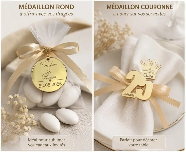 Petit Médaillon en Plexi Or Gravé – Personnalisable
