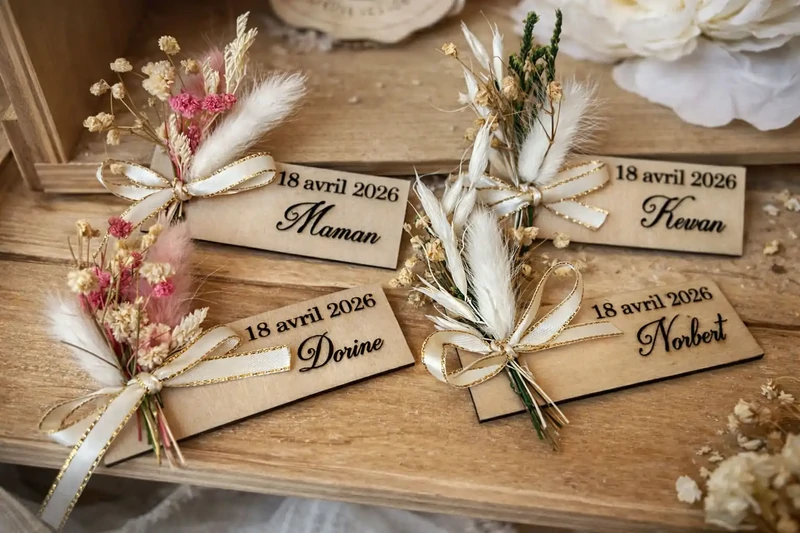 Marque place Fleurs séchées sans magnet