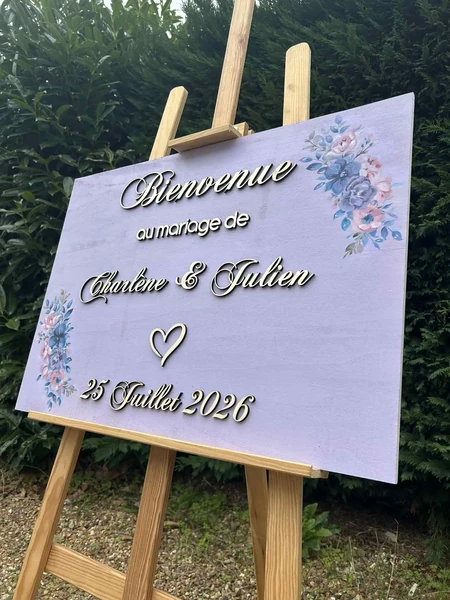 Panneau de bienvenue peint a la main
