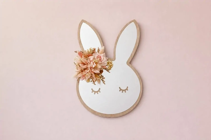 Miroir lapin avec fleurs