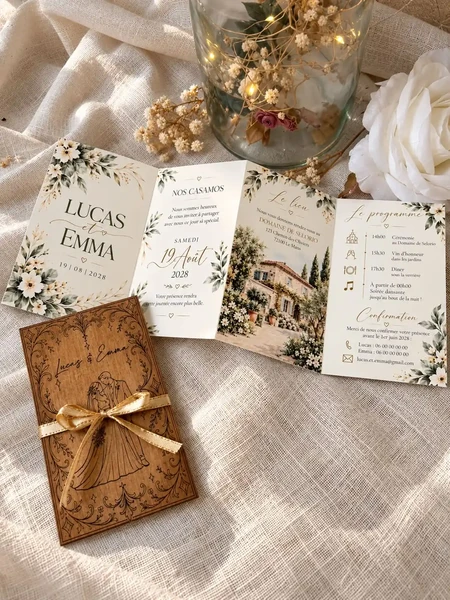 Faire-part de mariage dépliant